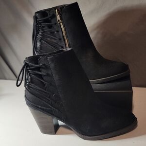 SM New York Black Ankle Booties with Side Zipper